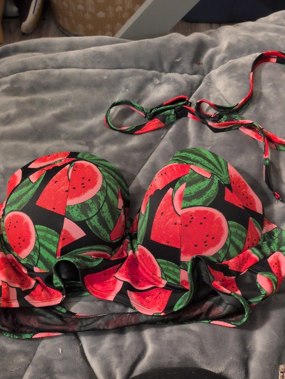 torrid Watermelon Print Push-Up Bikini Top - Black, Red & Green